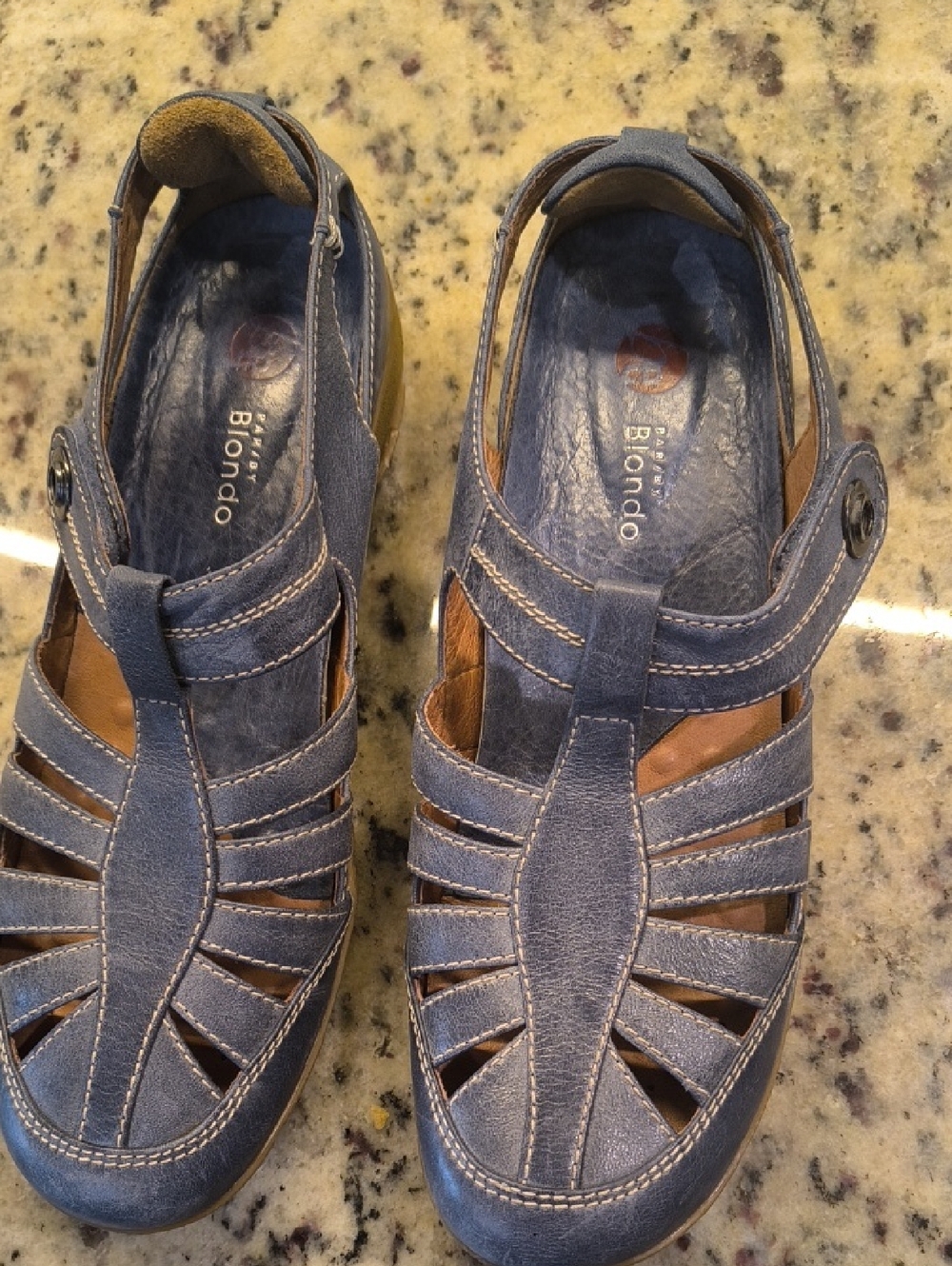 Blondo Blue Leather Fisherman Sandals with Ankle Strap 8 1/2n